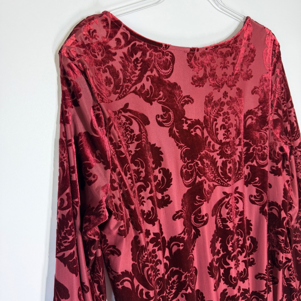 Signature by Robbie Bee Burnout Velvet Damask Bell Sleeve Dress XL - Picture 10 of 16
